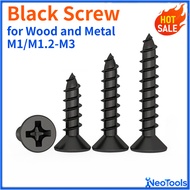 Skru Hitam Drywall Screw M1 M1.2 M1.4 M1.7 M2 M2.3 M2.6 M3 | Black Countersunk Phillips Wood Screw f