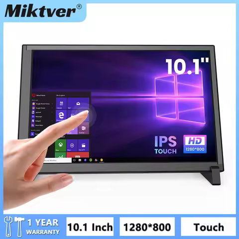 Miktver Small 10.1" Capacitive 10 Points Touch Monitor With Stand 1280x800P Raspberry Pi Display Plu