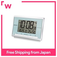 Seiko clock alarm clock radio wave digital calendar temperature and humidity display light blue pearl SQ698L SEIKO