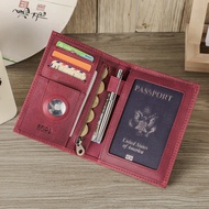 Hiram Dompet Travel ซองใส่หนังสือเดินทางหนังวัวแท้พร้อมเคสแท็กป้องกันการสูญหายที่ใส่บัตรปากกาในกระเป