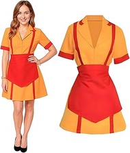 bechoanigel 2 Broke Girls Costume Women, Caroline Channing or Max Black Waitress Uniform with Apron,