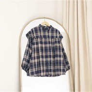 KEMEJA Flannel ruffle SHIRT, GINGHAM SHIRT, FLANEL/, Women's flannel SHIRT, Latest women's flannel t