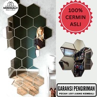Hexagonal Aesthetic Mirror (ORIGINAL MIRROR) Wall Mirror Glass Wall Mounted Mirror Wall Decoration M
