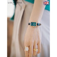 London Lola Rose Women Green Rectangle Leather Quartz Watches Watch