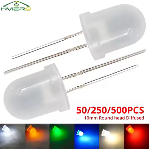 50/250/500PCS 10mm Diffused Led Ultra Bright Round Diode Interior Building Illumination Signage Deco