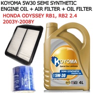 HONDA ODYSSEY RB1,RB2 2.4 2003y -2008y AIR FILTER + OIL FILTER + KOYOMA 5W30 SEMI SYNTHETIC ENGINE O