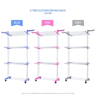 3 Tier Foldable Drying Rack Clothes Rack Hanger Rack (Double Support)