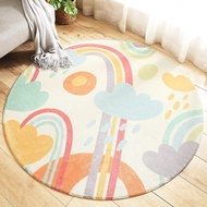 Round Area Rug, Soft Girls Living Room Rug Non Slip Bedroom Rug Foldable Washable Soft Floor Carpet 