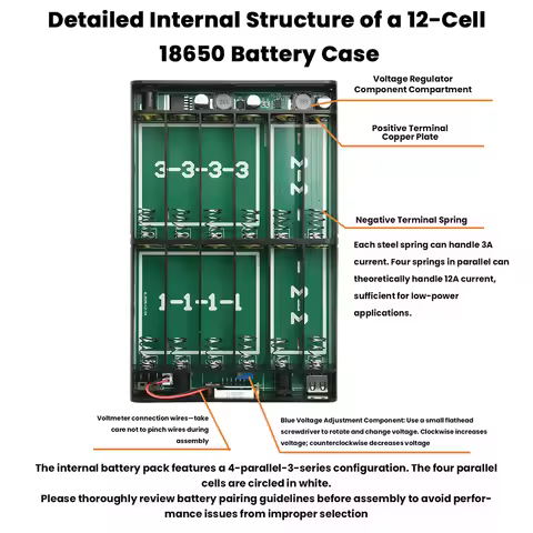 12 Section UPS 5V 9V 12V Battery Box Uninterrupted Power Supply Power Supply Storage Case 12x18650 B