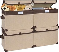 ANILD Large 22 Quarts Linen Fabric Foldable Storage with PU Leather Handles, Convenient and durable 