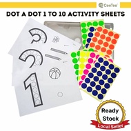 Dot A Dot Sticker Activity Sheets Montessori Early Learning Toddlers Preschool Numbers Practice | La