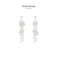 subang telinga subang IPINK Fresh Blue Flower Tassel Earrings Female Earrings Earrings Triangle Earr
