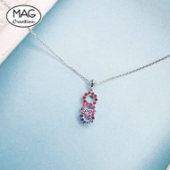 Circle Knots | 18K 白金圓扣天然藍寶石天然鑽石吊墜