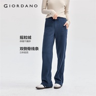 GIORDANO Women Joggers With Polar Fleece Double-Sided Elastic Waist Knitted Joggers Trousers 0541486
