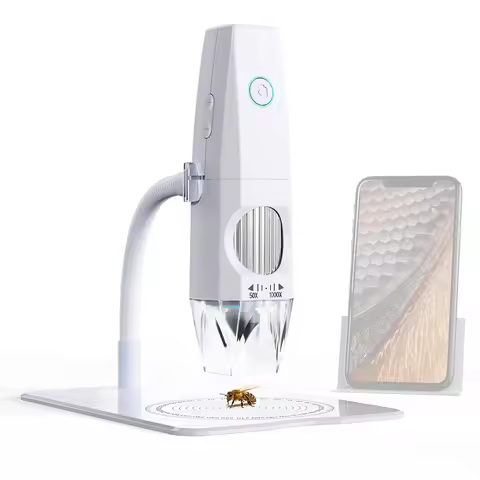 WiFi Digital Microscope 1000X 2MP 1080P Type-C Phone PC Connected Photo Video Taking 8 LED Lights Po