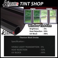 Kazuko (5ft x 100ft) Titanium Black Smoke 5% Solar Control Window Film Tint Film For Residencial Hom
