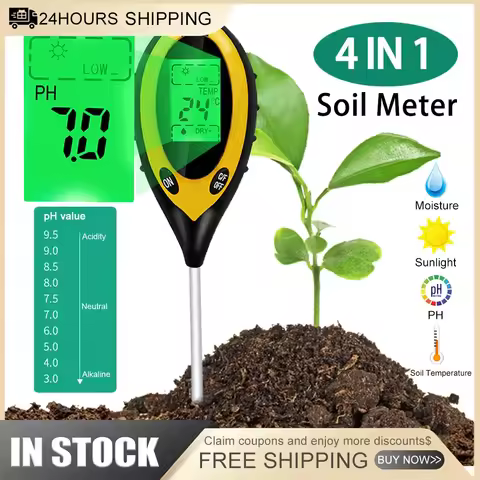 Professional Soil PH Meter 4 In1 LCD Temperature Solar Moisture PH Garden Soil Tester LCD Display Ga