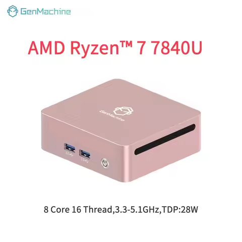 GenMachine Mini PC USB4 2.5G LAN 24G RAM 256G ROM 6400Mhz WIFI6 Ryzen 7 7840U Windows 11 LPDDR5 Mini
