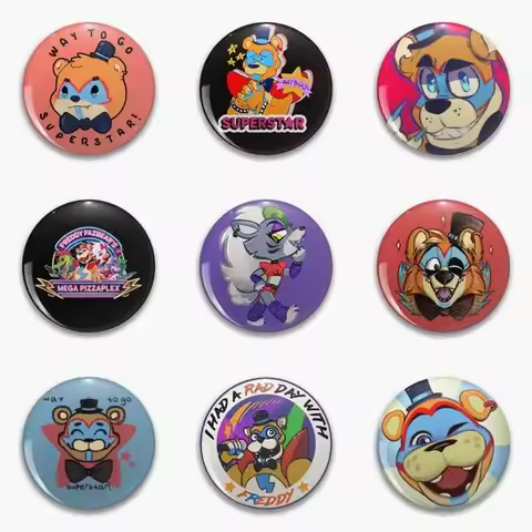 Glamrock Freddy Fnaf Security Breach Superstar Soft Button Pin Customizable Cartoon Lover Brooch Fas