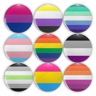 LGBTQ+ Pride Flag Button Badge, Rainbow Pride Round Pin, Gay Lesbian Transgender Pride Brooch for Ba