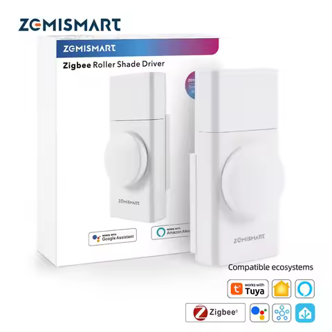 Zemismart Zigbee Roller Shade Driver Work with Homey Tuya Smart App Rechargeable Curtain Motor Alexa
