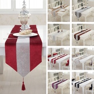 32*180cm European Table Runner Flannel Diamond Silver Rhinestones Table Runner Cushion Cover Table M