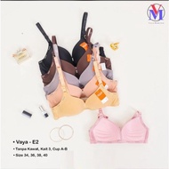 Vaya E2 Bra 3 Hooks Thin Foam No Wire Cup A To B Premium Material Soft Extra comfort Size 34-40