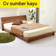 dipan kayu jati, ranjang kayu, kamar tidur jati quen 140x200