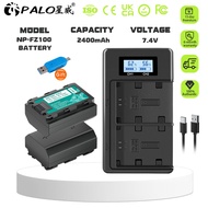 PALO NP-FZ100  Rechargeable Battery 2400MAH for Sony  A6600 A7III A7IV A9  USB Dual Battery Charger