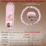 Fluffy Mirror Cover - 59"x16" Full Length Mirror Cover Universal Ultra Soft Non-Slip Cover Free Stan