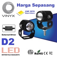 Lampu Sorot Tembak Laser Gun Mini LED VINYX D2 Motor Mobil 30Watt 2 Warna Putih Kuning 30W 30 Watt