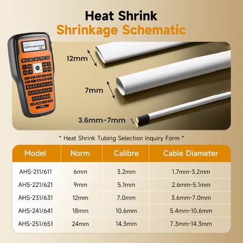 E1000 PRO Portable Heat Shrink Tube Label Printer Industrial Label Printer Compatible Brother HSE-23