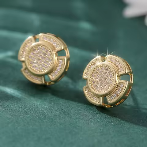 Simple Dazzling Piercing Ear Stud Hip Earrings for Men Women Delicate Gold Color Punk Rock Earrings 
