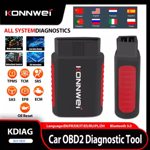 KONNWEI KDIAG Car OBD2 Diagnostic Tool Bluetooth Full System Auto Scanner Oil Reset SRS SAS EPB Serv