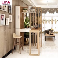 Living Room Room Divider Storage Console Table, Nordic Telescopic Solid Wood Bar Table, Foyer Cabine