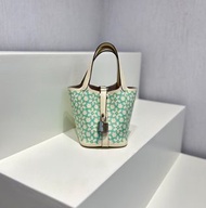 全新✨ Picotin14 Lucky Daisy i2 Nata / Green Swift皮 PHW 銀扣