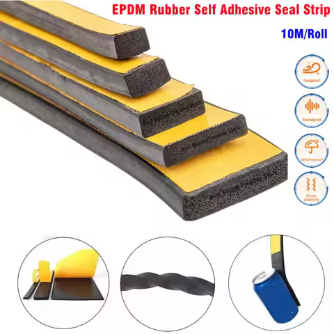New EPDM Self Adhesive Flat Rubber Seal Strip sponge sealing strip EVA Black Foam Single Sided Tape 