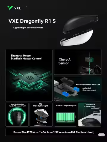 ATK VXE Dragonfly R1 S Pro MAX Wireless Gaming Mouse PAW3395 R1 SE Pro Custom Esports FPS Mouse Rech