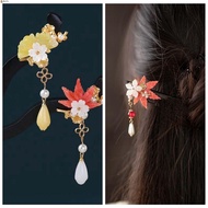 LEOTA Wooden Hair Stick, Tassel Hair Sticks for Buns Hanfu Hairpin, Antique Hanfu Headwear Flower Hair Chopstick Hanfu Accessories