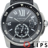 卡地亞 Calibre de Cartier潛水錶 W7100056 精鋼/橡膠男士腕錶 黑色拋光 成色極佳 [二手]