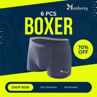 Airism Men's Boxer Briefs 6 Pieces Monberry MBX6 Breathable Comfortable Seamless Short Underwear Sho