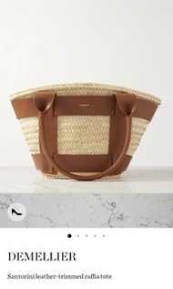 Demellier Santorini leather trimmed raffia tote