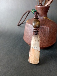 把玩吊飾 花年糕玉+年糕玉+木頭/霧面中性風/