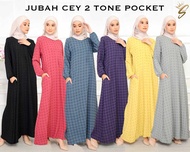 MUSLIMAH CEY 2 TONE  JUBAH  FOR WOMEN WITH POCKET AND HIDDEN ZIP\ CEY JUBAH FOR WOMEN