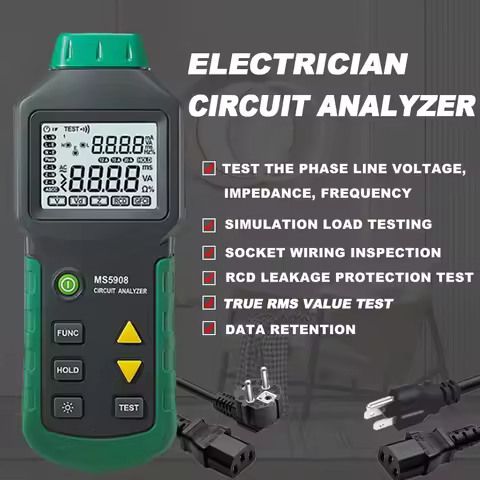 MASTECH MS5908A/MS5908C AC100-240V LCD Circuit Breaker Analyzer RCD Tester With Voltage GFCI Meter M
