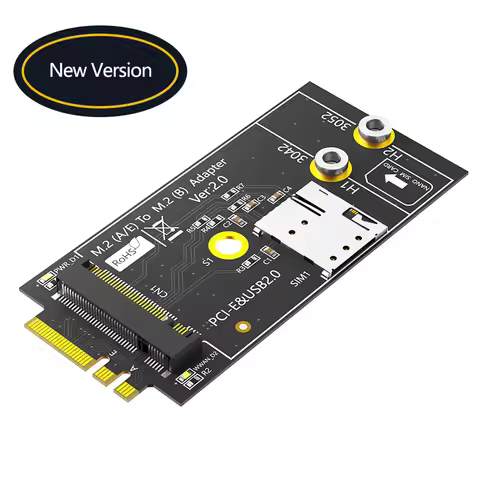 M.2 Key B to A+E Adapter Card with NANO SIM Card Slot for 3G/4G/5G LTE Module Support USB 2.0 / PCI-