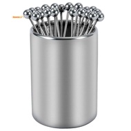 20PCS Metal Cocktail Picks with Holder Kit, Stainless Steel Cocktail Picks, Reusable Cocktail Skewer