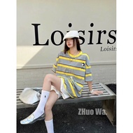 2-way cotton T-shirt with stripes (embroidered with a dog wearing a hat - 2-way) wide form under 68k