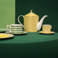 PolsPotten｜棋盤紋濃縮咖啡杯套組－黃綠－4件套
