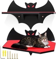 Gemscream Cat Wall Mount Shelves Gothic Bat Floating Shelf with Coffin Bed Cat Wall Cat Tree Load Be